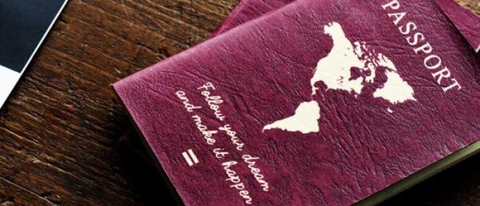 Passport on the wooden table